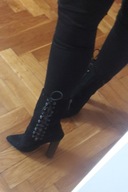 czarne botki zamszowe sznurowane Vices 35 ZIP