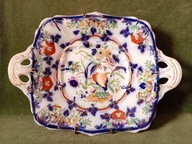 Stary ręcznie malowany talerz / półmisek porcelanowy - piękny