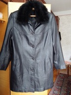 Elegancki skórzany czarny płaszczyk 2XL !!