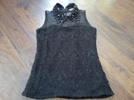 NEW COLLECTION TOP BLUZKA CZARNA ELEGANCKA KORONKA S M - OKAZJA WYPRZEDAŻ