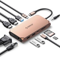 Stacja dokująca HUB adapter USB ORICO 12w1 4K HDMI PD Ethernet SD 3,5mm