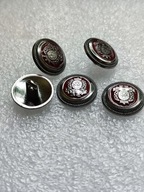 GUZIK METALOWY- CIEMNY NIKIEL/BORDO - HERB - 15 mm