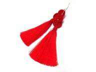 KOLCZYKI SUTASZ czerwone z chwostem 100% hand made