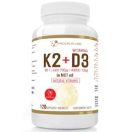 Kapsułki Progress Labs witamina K2 MK-7 + D3 120 szt. bezglutenowe