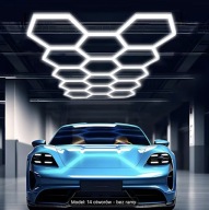 Lampa 14 x Hexagon +Rama Led Plaster Miodu Oświetlenie Warsztat Garaż 6500K