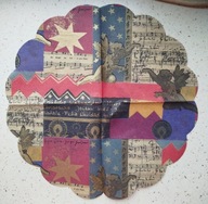 Serwetki papierowe okrągłe motyw świąteczny NUTY I ANIOŁKI 6 szt dla WOŚP