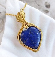Naszyjnik serce z niebieskim kamieniem lapis lazuli, prezent na Walentynki