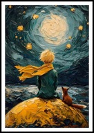 A2 PLAKAT MAŁY KSIĄŻĘ ANTOINE DE SAINT-EXUPERY, MAŁY KSIĄŻĘ I LIS, PLANETA