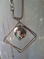 NASZYJNIK WISIOREK SREBRNY GEOMETRIA KULA 3 D DŁUGI MODNY RETROŁAŃCUSZEK