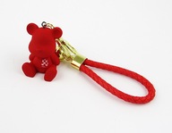 Brelok do torebki kluczy damski misiek czerwony ombre kratka dzwonek