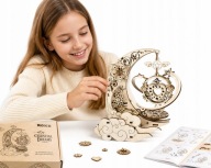Drewniana Pozytywka 3D „Księżyc” DIY – Model Mechaniczny + Muzyka | Prezent