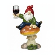Figurka krasnal na grzybie z lampką wina 13,5cm dekoracja