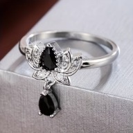 PIERŚCIONEK NIESKOŃCZONOŚĆ SERCE REGULOWANY DIAMENTY VINTAGE kropla święta