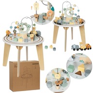 Drewniany Stolik Edukacyjny Sensoryczny Kolejka Sorter Wyrzutnia Pętla