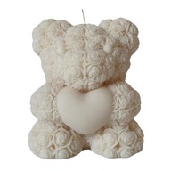 Świeca sojowa dekoracyjna Miś duży biały – ręcznie robiona | Nuvia Soy