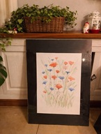 Obraz w antyramie mąki i chabry 50x70