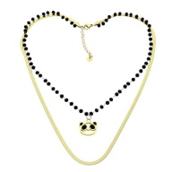 84596 Podwójna celebrytka złota stal chirurgiczna 316L panda