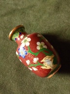 Stary mosiężny wazonik - emalia komórkowa cloisonne
