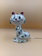 Kot UNIKAT ! włoska porcelana Lampka Nocna sygnowana 19cm kolekcjonerska