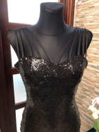 Sukienka cekinowa mała czarna ramiona z pasków r. 36/38