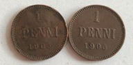 moneta Finlandia pod okupacją 1 penni 1905 car Mikołaj II