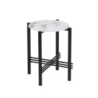 Stolik pomocniczy okrągły ława marmur biały