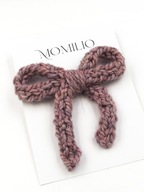 Momilio handmade Spinka do włosów dziergana kokarda różowy melanż