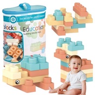 KLOCKI GUMOWE MIĘKKIE KONSTRUKCYJNE W TORBIE ZESTAW 96 ELEMENTÓW DLA DZIECI