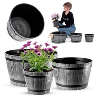 DONICA DONICZKA OGRODOWA OSŁONKA 23+30+40cm TARAS MISA OKRĄGŁA SZARA ZESTAW