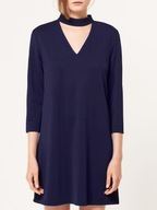 Mohito granatowa sukienka stójka czoker wycięcia oversize mini trapezowa S