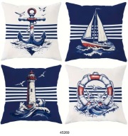 Poszewki na poduszki 4szt 45x45cm morze morskie kotwica żaglówki 45269