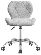KRZESŁO OBROTOWE LUGANO| Boucle Szare Regulowane| Chrom na Kółkach