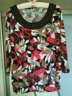 BLUZKA LUŹNA ŁADNA KOLORYSTYCZNIE W KWIATY Z DŻETAMI R.42