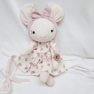 Lalka szmacianka rękodzieło 38 cm Myszka przytulanka handmade na prezent