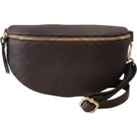 Saszetka nerka skórzana elegancka czekoladowa damska torebka na pas skóra