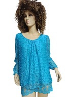 MISS SUGAR WŁOSKA BLUZKA jedwabna na dzianinie haftowany dół 36