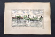 stara akwarela widok obraz Oppeln / Opole