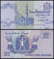 BNB - EGIPT 25 Piastrów 1985 seria 146 nr 3012384 # P57a # podpis 17 # UNC