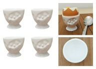 ZESTAW KOMPLET 4x PODSTAWKI POD JAJKO KIELISZKI NA JAJKA HAPPY FACE