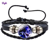 Skórzana bransoletka - Snap - Byk - regulowana, wymienne oczka