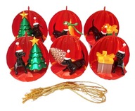 BOMBKA 3D PIES JAMNIK 6 SZT CZERWONE OZDOBY ŚWIĄTECZNE DEKORACJA CHOINKOWA