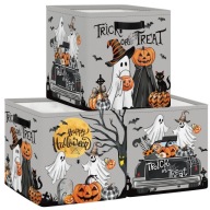 3 duże pudełka 30x30 cm – Halloween, pojemniki na zabawki do przechowywania