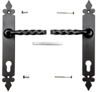 Klamka do drzwi furtki bram kuta czarna na wkładkę wkładka LILIA 90mm wkład