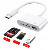 ADAPTER CZYTNIK KART PAMIĘCI 3w1 SD TF MICROSD PORT USB KABEL USB C