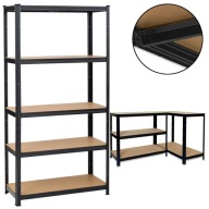 *MEGA*REGAŁ MAGAZYNOWY METALOWY WZMOCNIONY DO PIWNICY CZARNY 5 PÓŁEK 1325KG