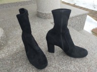 BILLI BI nr 40 wygodne czarne botki skóra zamszowa