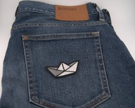 Naszywka Haftowana PAPIEROWY STATEK Origami – 7 x 4 cm