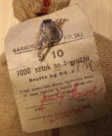 1 GR GROSZ 1949 - WOREK BANKOWY PARCIAK - METKA BANKOWA + PLOMBA 1000 SZTUK