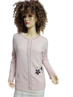 FASHION WEAR śliczny SWETER kardigan wełna angora z haftem 40