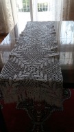Koronkowy bieżnik z grubych bawełnianych nici -175cm x 35cm plus frędzle !